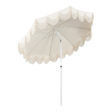 Mariner 6.5 ft. Classic Cottage Fringe Tassel Market Beach Umbrella